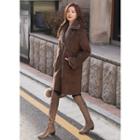 Faux-fur Belted Coat Brown - One Size