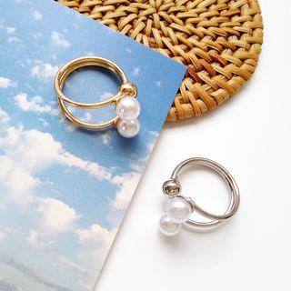 Faux Pearl Layered Alloy Ring