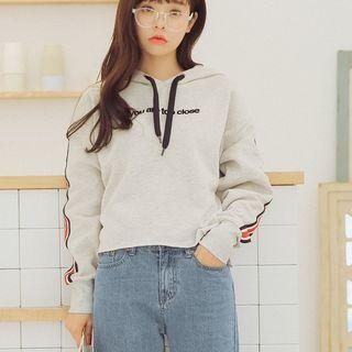 Contrast-trim Lettering Hoodie As Shown In Figure - One Size