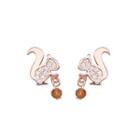 925 Sterling Silver Rhinestone Squirrel Earring As Shown In Figure - One Size
