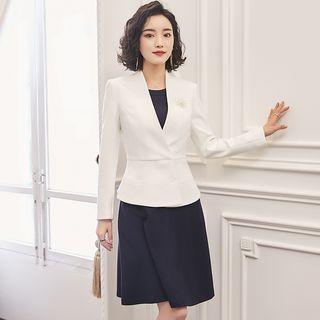 Sleeveless A-line Dress / Plain Blazer / Set
