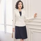 Sleeveless A-line Dress / Plain Blazer / Set