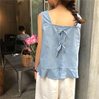 Plain Sleeveless Blouse / Wide Leg Pants