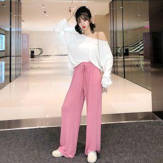 Long-sleeve T-shirt / Wide Leg Pants / Set