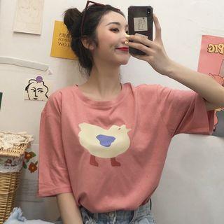 Short-sleeve Chicken Print T-shirt