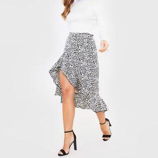 Leopard Print Asymmetrical Chiffon Skirt