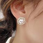 Faux Pearl Ear Stud 1 Pair - 925 Silver Needle - One Size