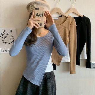 Mock Two-piece Panel Knit Cropped Top