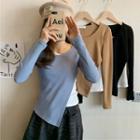 Mock Two-piece Panel Knit Cropped Top