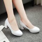 Faux-leather Chunky Heel Shoes
