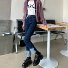 Straight Leg Two Tone Jeans