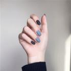 Plain Matte Faux Nail Tips 456 - Glue - Black & Blue - One Size