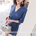 3/4-sleeve Patterned Wide-leg Playsuit