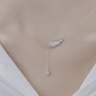 925 Sterling Silver Shell Wing Pendant Necklace Angel Wings Necklace - One Size