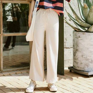 Crop Wide Leg Pants Beige - One Size