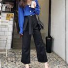 Buttoned Long-sleeve Top / Wide-leg Dress Pants / Set