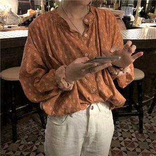 Patterned Blouse Tangerine - One Size
