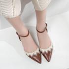 Genuine Leather Ankle Strap Two Tone Flat Sandals