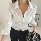 Hook And Eye Zip-front Blouse White - One Size