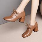 Genuine Leather Chunky-heel Lace-up Shoes
