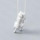 925 Sterling Silver Cat Pendant Necklace Silver - One Size