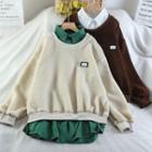 Mock Two-piece Collared Fleece Sweatshirt