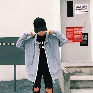 Drawstring Oversized Zip Jacket