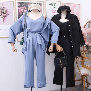 Set: Camisole + Light Shirt + Straight-cut Pants