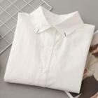 Embroidered Plain Shirt White - One Size