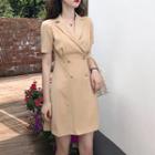 Double-breasted Short-sleeve Dress As Shown In Figure - One Size