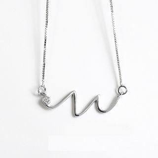 925 Sterling Silver Wave Pendant Necklace Silver - One Size