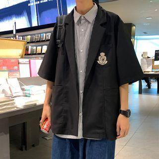 Embroidered Elbow Sleeve Blazer