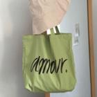 Lettering Canvas Tote Bag Green - One Size
