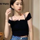 Cap-sleeve T-shirt / Denim Skirt / Camisole