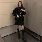 Quilted Rhinestone Jacket / A-line Skirt