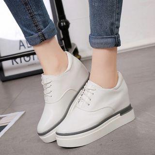 Platform Hidden Wedge Lace Up Shoes