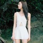 Cut-out Open-back Swim Dress