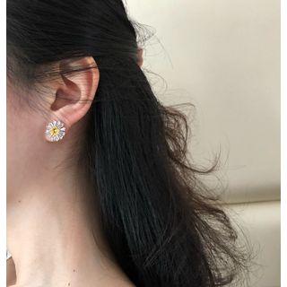 925 Sterling Silver Rhinestone Daisy Earring