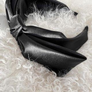 Bow Silky Hair Band Black - One Size