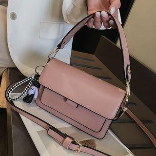 Bear Charm Faux Leather Crossbody Bag