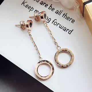 Roman Numeral Circle Drop Earrings
