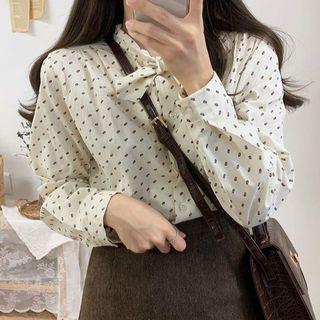 Flower Print Ribbon Blouse