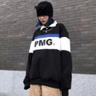 Polo Collar Lettering Pullover Black - One Size