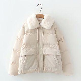 Fluffy Trim Padded Zip Jacket