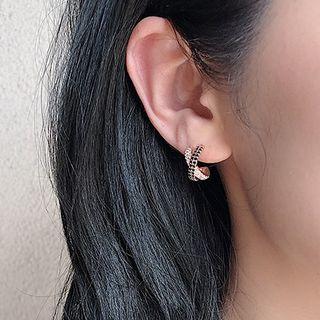 Alloy Rhinestone Cross Earring 1 Pair - As Shown In Figure - One Size