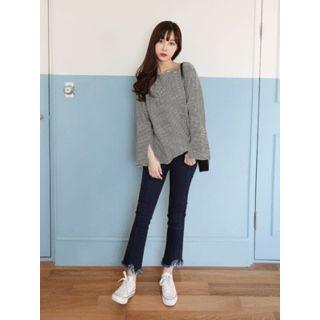 Slit-detail Stripe T-shirt