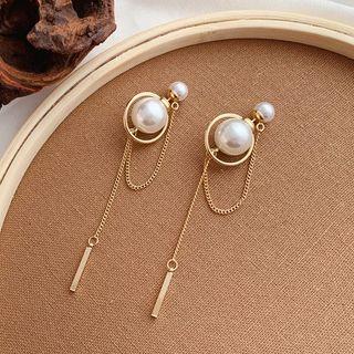 Faux Pearl Drop Earring 1 Pc - As Shown In Figure - One Size