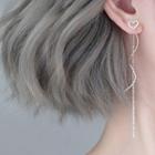 925 Sterling Silver Rhinestone Heart Swirl Fringed Earring 1 Pair - 925 Silver - One Size