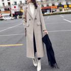 Contrast Panel Buttoned Long Coat