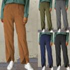 High-waist Corduroy Slit Straight-fit Pants